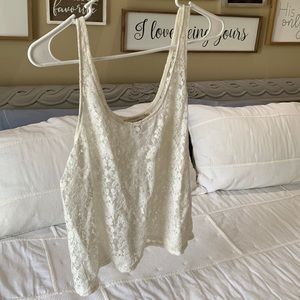 Cream lace tank. Large.